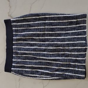 Ann Taylor Tweed Navy and White Striped Pencil Skirt | Size 0